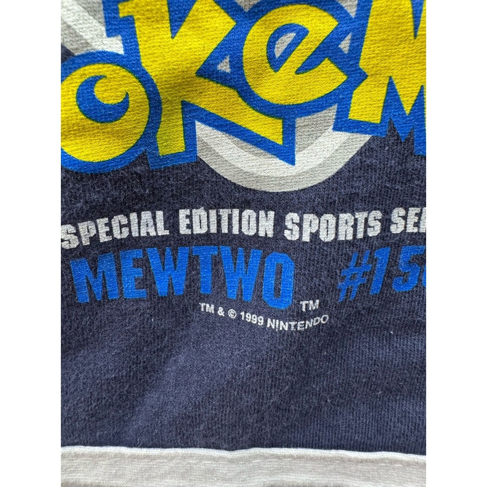 Vintage Nintendo Pokemon Mewtwo Cropped Long Sleeve T Shirt Blue‎ Youth Size M - Picture 6 of 11